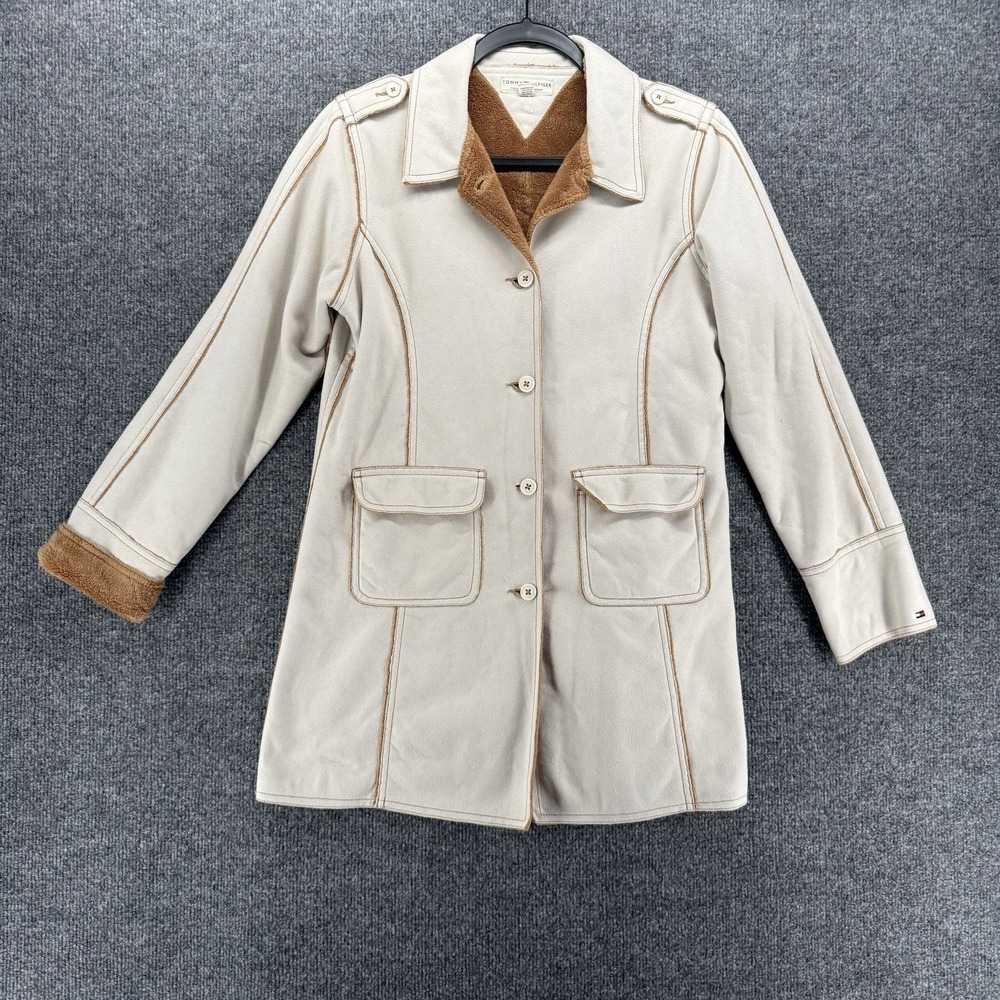 Tommy Hilfiger Coat Womens L Faux Suede Sheepskin Faux‎ Fur Farm Western Ranch